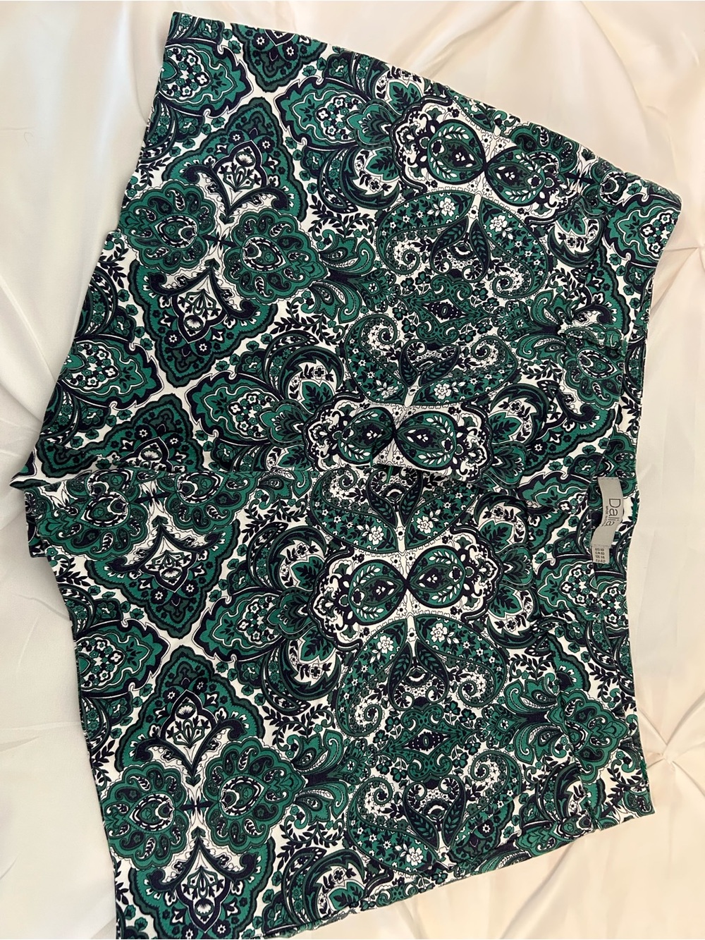 Dalia Green & Navy Paisley Shorts